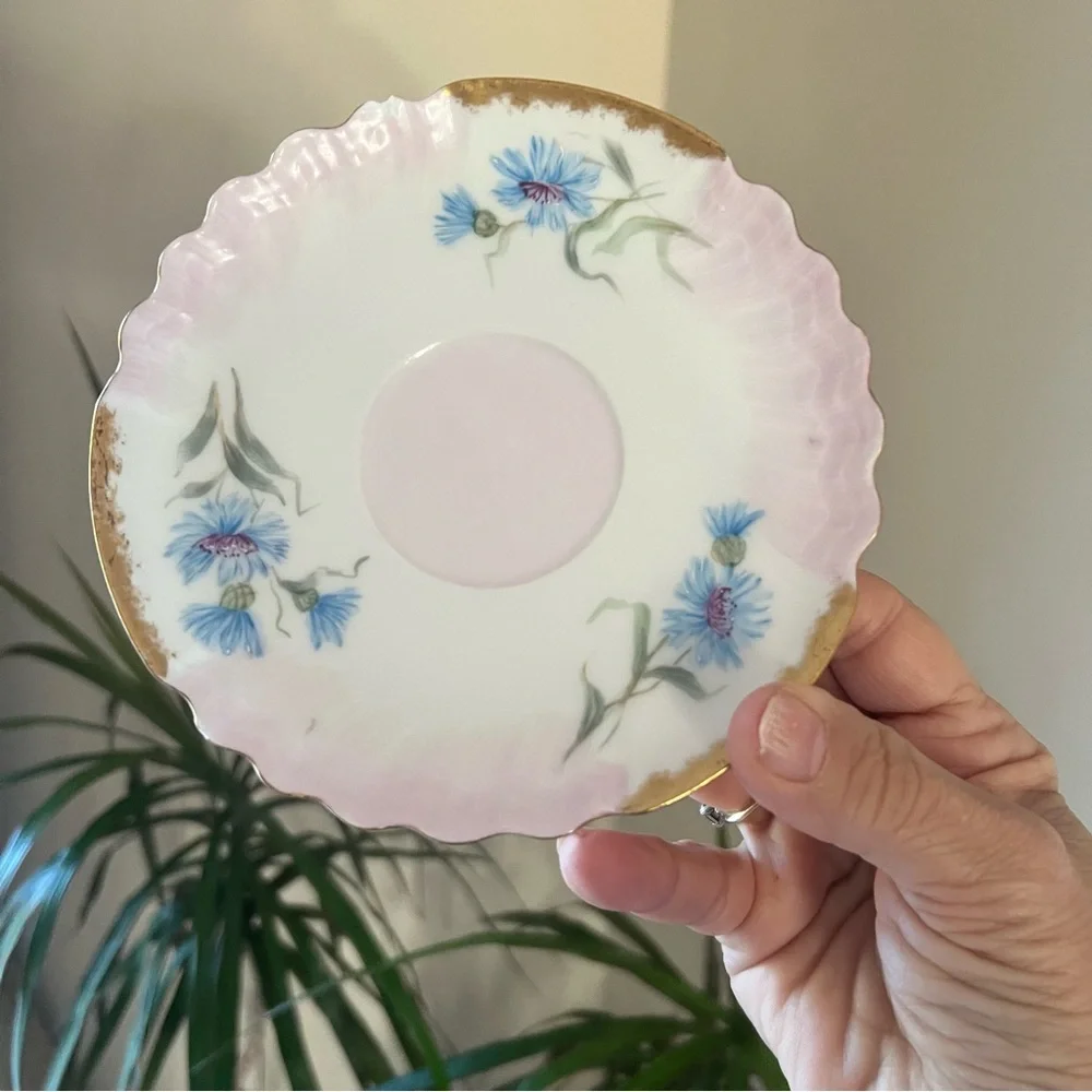 3 vintage Limoges porcelain saucers lovely floral great for many uses - …